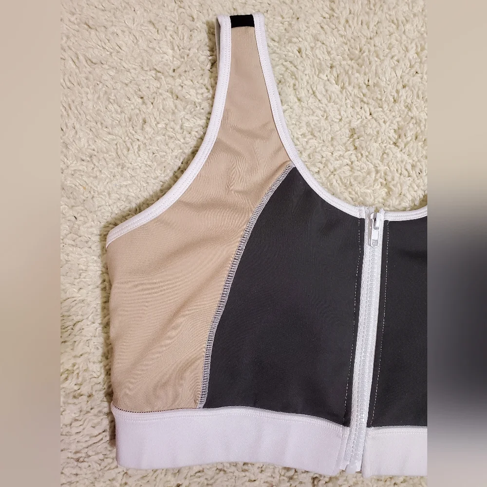 CALI SPORT Women Shorts Sports Bra Top Black Tan White 2pc Gym Outfit Athletic - Picture 4 of 16